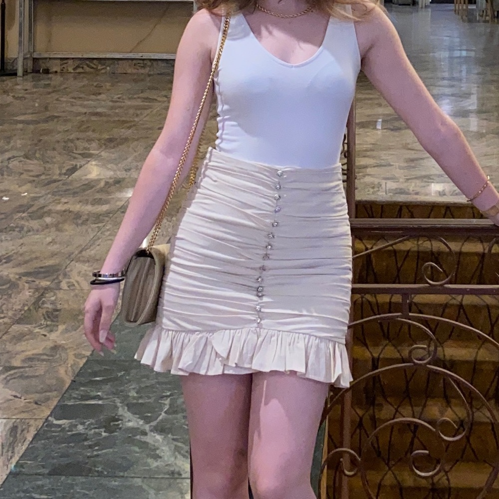 Zara Limited Edition Ruched Crystal Mini Skirt